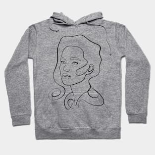 Face Line Art Woman Hand Drawn Illustration Hoodie